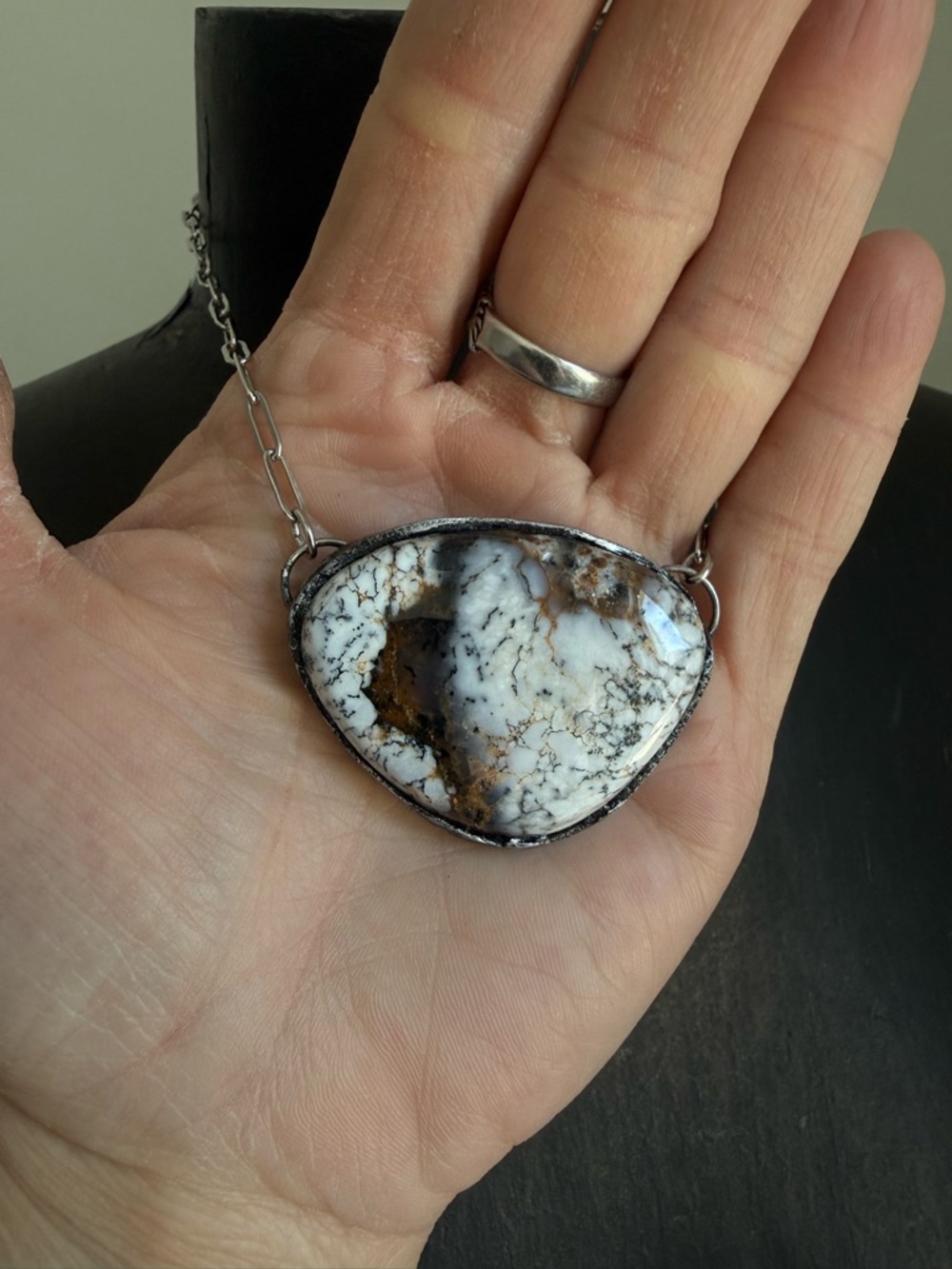 Dendritic agate crystal pendant necklace boho jewelry southwest jewelry for woma - Picture 9 of 9